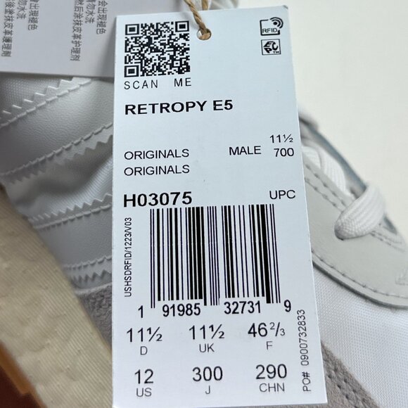 Adidas Retropy E5 Mens White Gray Gum Boost Shoes Sneakers Athletic H03075 - Picture 11 of 12